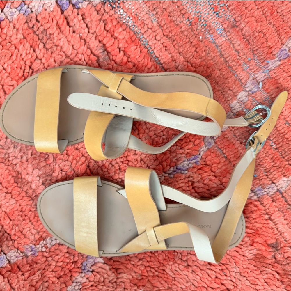 Tan and Cream Strappy Sandals